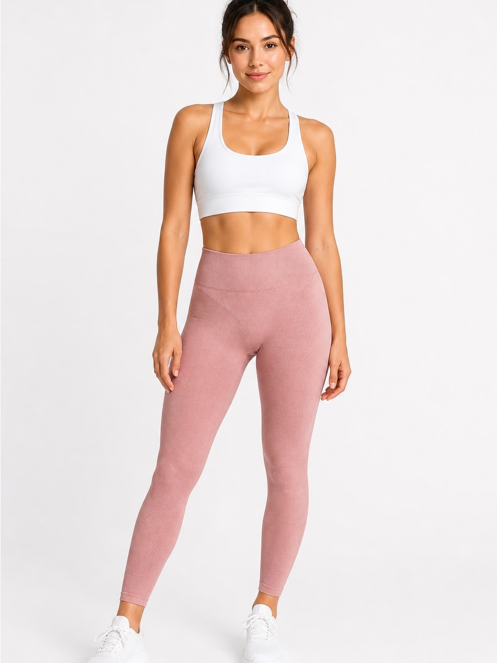 High-Waist Seamless Leggings in Dusty Rose